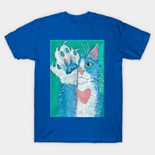 Blue cat paw up T-Shirt